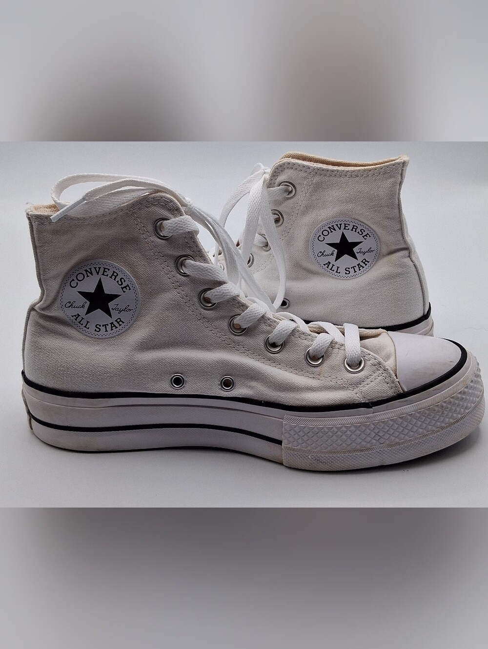 Women's Converse High Top Platform Sneakers - White. Size 8.